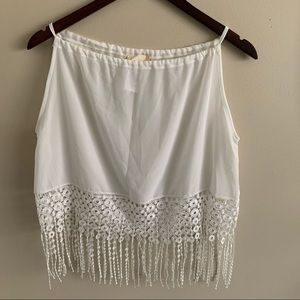 🦉/ Unique Limonota White Tank w/Fringe Sz M